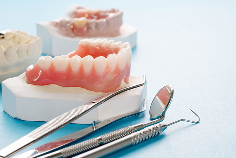Teeth model showing an implant crown bridge model/ dental demonstration teeth study teach model.